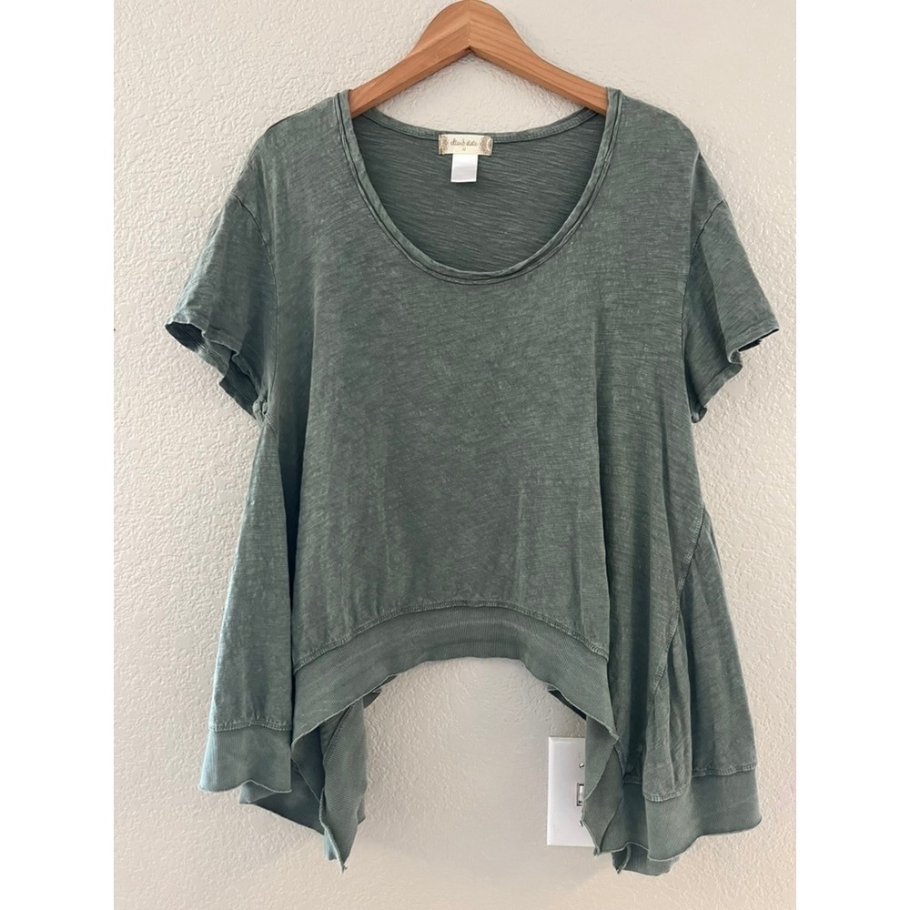 Altar'd State Sage Green Slub Knit Sharkbite Hem Flowy Top Womens Medium